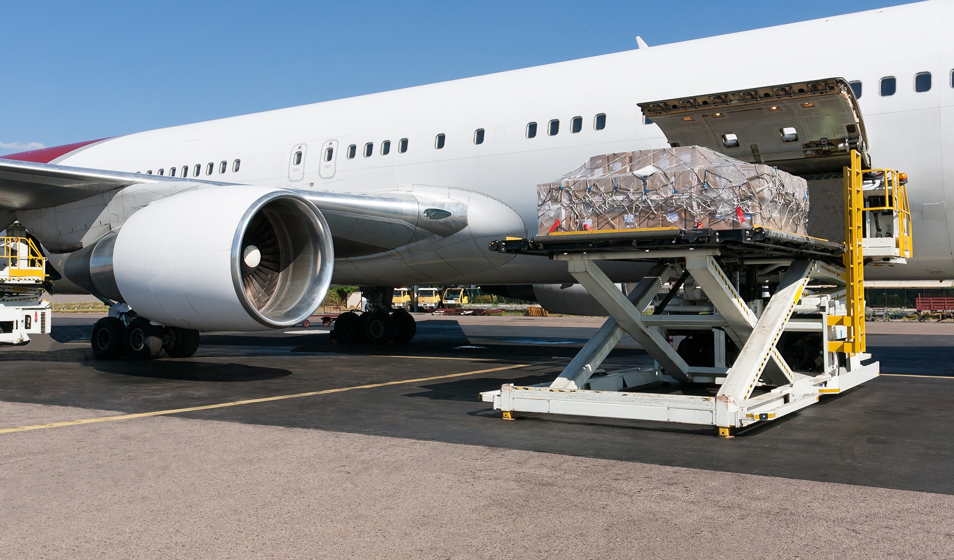 Cargo being loaded onto a plane
